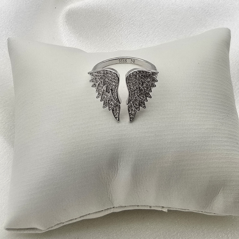 Luxury Sterling Silver Moissanite Angel Wing Ring